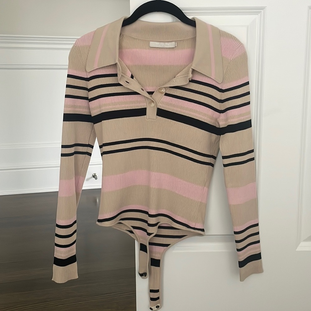One Grey Day striped bodysuit